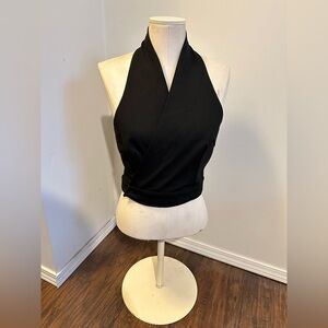 Chic Black Wrap Crop Top